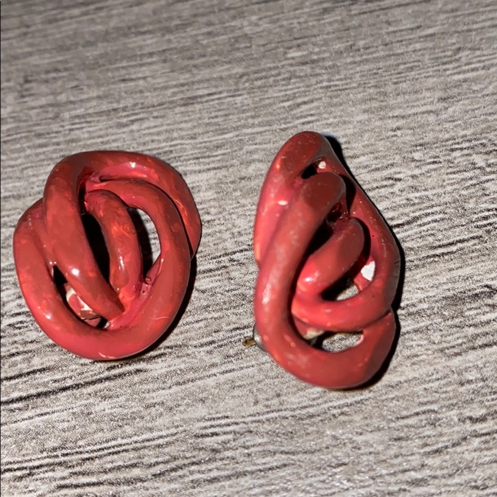Vintage Handmade Red Earrings